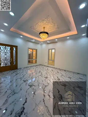 Brand new villa for annual rent - 5 master bedrooms - 6 bathrooms - living room and majlis - maid's room and laundry room - split AC - close to Sheikh