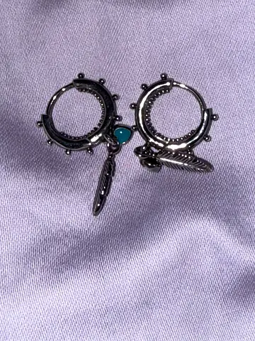 Pandora feather hoop earrings