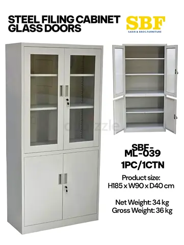 Steel Filing Cabinet with Glass Doors