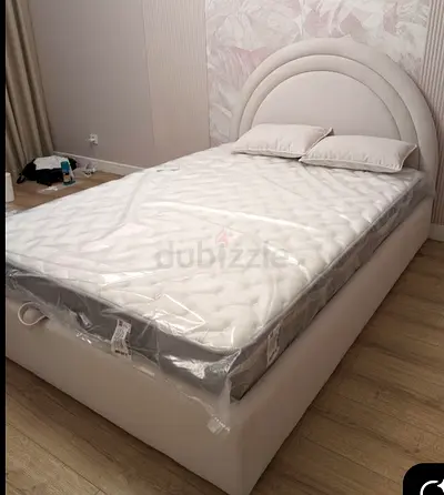Modern Queen Bed with Soft Headboard