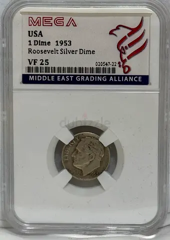 USA 1 Dime silver coin 1953 70 AED