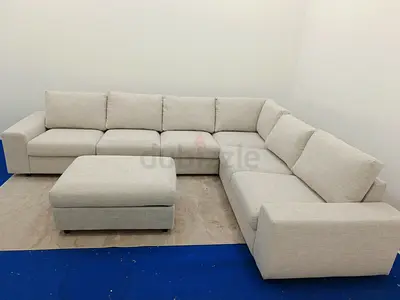 Ikea five seater vimle beige corner sofa with ottoman