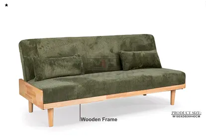 Stylish Green Sofa Bed with Wooden Frame