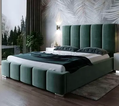 Elegant Green Upholstered Bed