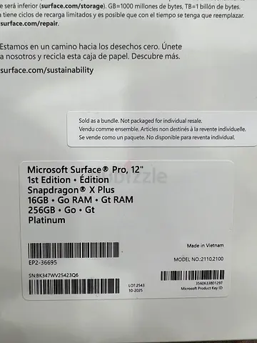 Microsoft Surface Pro 12 1st Edition - Platinum