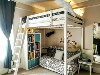 Stylish ikea queen size loft beds with Storage and Study Space with free home deliv and installation