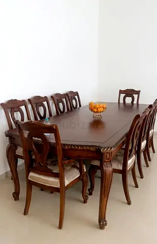 طاولة طعام خشب اصلي ثقيل  Wooden Dining Set with 8 Chairs