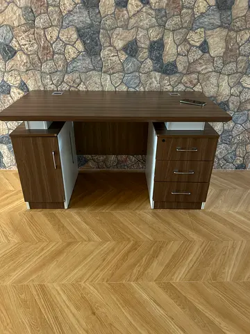 Sturdy Office Desk with Storage Cabinets