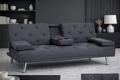 Modern Grey 3 Seater Convertible Sofa Bed – Stylish Foldable Sofa Cum Bed for Living Room  Lounge
