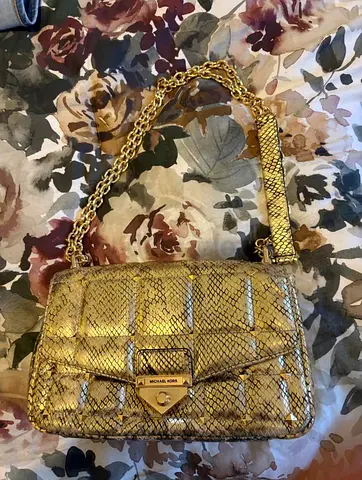 Michael Kors Women Quilted Snake Embossed Leather Cross Body bag
