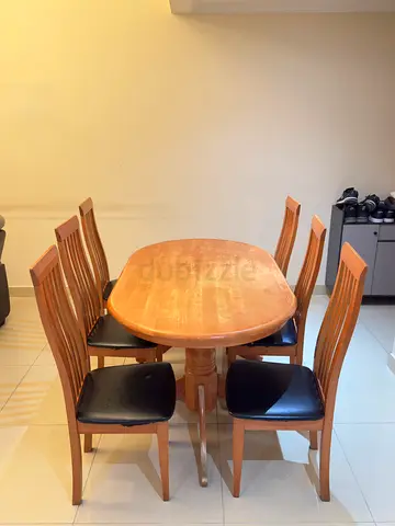 Stylish Wooden Dining Table with Six Chairs