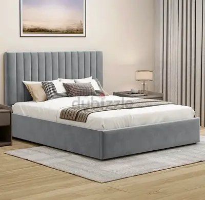 Brand new velvet fabric queen size bed with medical Mattress