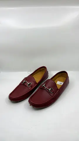 Gucci Dark Red Leather Horsebit Slip On Loafers - Size 8.5