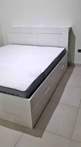 IKEA brimness king size 180×200cm bed frame with headboard+ 4 big storage drawers with IKEA mattress