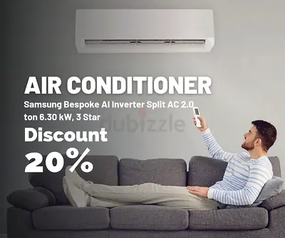 Samsung Bespoke AI Inverter Split AC 2.0 ton 6.30 kW, 3 Star | 2025 AR50F24D1FHN/SG-R