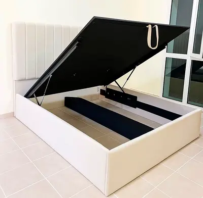 Modern Upholstered Storage Bed with Lift-Up Mechanism