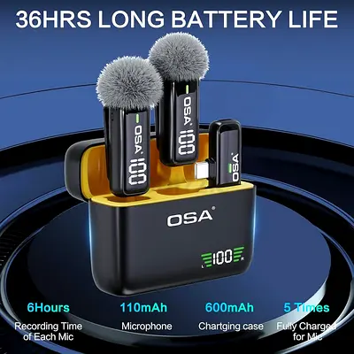 SA Lavalier Microphone for Phone with Charging Case and Transmitter Digital Display