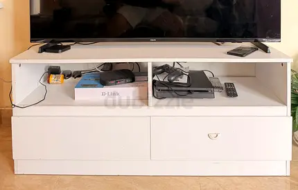 White Entertainment Center with Storage