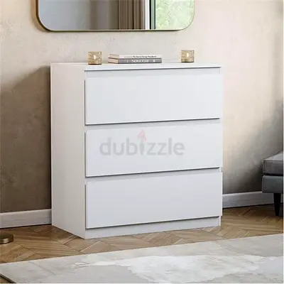 Modern White Dresser with Three Drawers