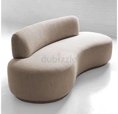 Curvy Modern Sofa in Neutral Fabric