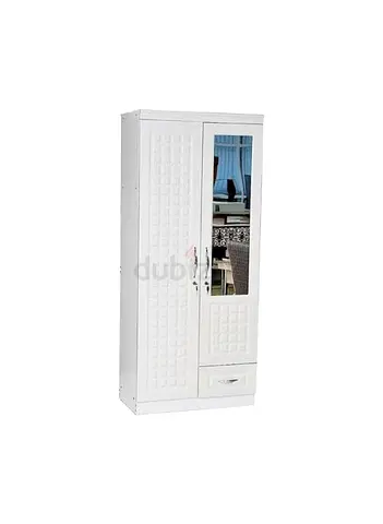Stylish White Wardrobe with Mirror