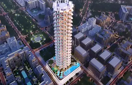 شقة بغرفة نوم واحدة | Binghatti Grove JVC | شرفات متعددة وحوض غطس | إطلالات على الأفق والمارينا