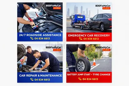 800Fix My Car Dubai | 24/7 Roadside Assistance, Car Repair, Battery Jump Start Call Now 04 834 6613