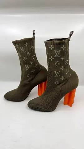 Louis Vuitton Olive Green Monogram Knit Fabric Silhouette Ankle Boots - Size 38.5