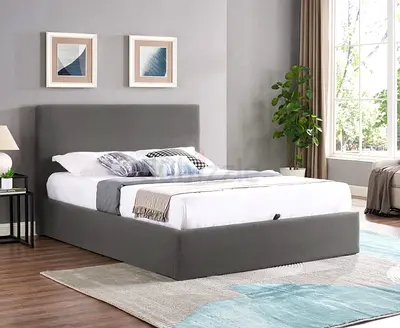 Brand new velvet fabric Elegant Grey Bed with madical mattress