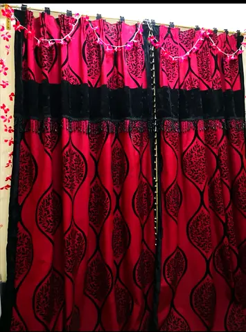 Elegant Red  Black Curtains