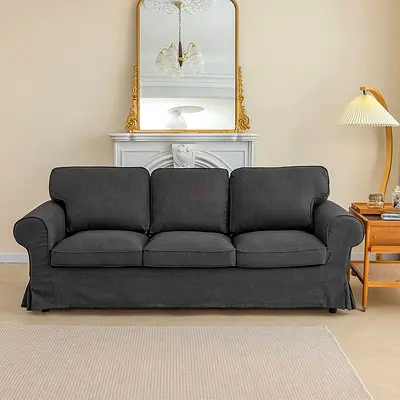 Comfortable Grey Sofa with Plush Cushions