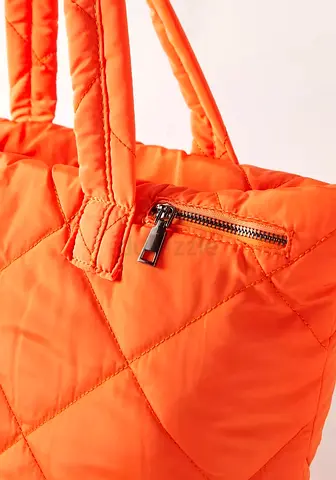 Stylish Orange Quilted Tote Bag