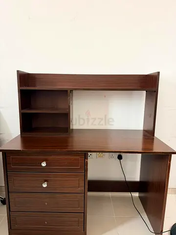 Wooden Study Desk with Shelves