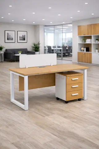 1 Person Office Workstation Desk with Pedestal Drawer – Modern Office Table