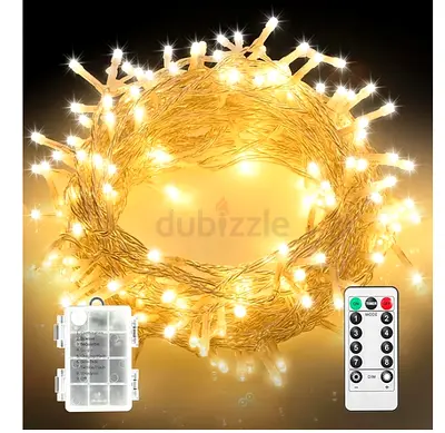 10m 100 LED Fairy Lights Battery Operated Indoor Outdoor, Battery Diwali Lights with Timer/Remote/8
