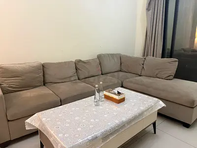 Comfortable L-Shaped Sofa with Coffee Table