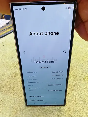 Samsung fold 6 512gb 2 sim 1 side