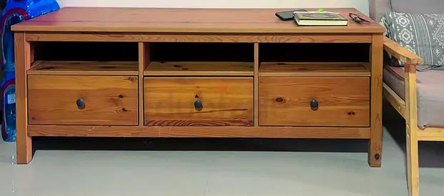 Sturdy Wooden TV Stand with Storage Drawers