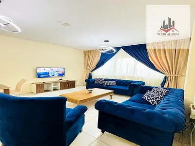 Sharjah, Al Taawun, one bedroom and living room, first occupancy, fully furnished with hotel-style furniture, super deluxe.