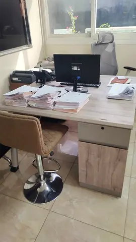 Modern Office Desk with Chrome Stool
