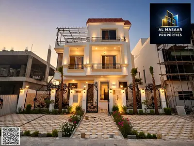 Own the most luxurious villas in Ajman, two floors and a roof with a swimming pool, at a price that includes electricity, water and air conditioning.