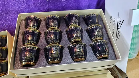12 -20 pcs Arabic Coffee black color Cup Set with UAE logo Traditional Gahwa cup coffee cups arabic