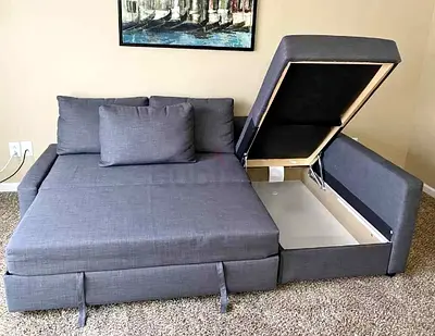 Stylish Gray Sofa Bed with Storage