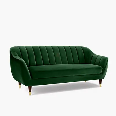 Flared arm 3 seater velvet tufted lsofa