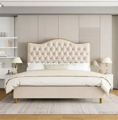 Brand New Modren Velvet Bed with Soft padded Headboard