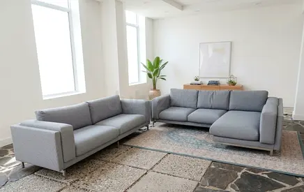 Modern apartment style sofa set. Good quality fabric and durable design.
