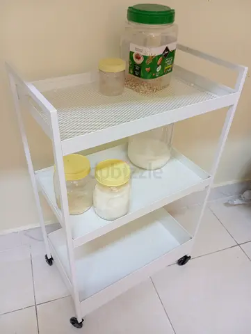 White IKEA Rolling Kitchen Cart with Storage Jars. Last price