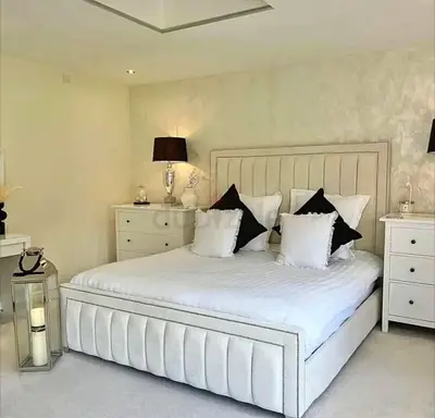 Brand New super King Size Bed with Modren wide Headboard, Hydraulic Storage Can be installed