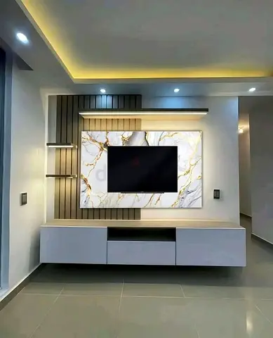 Modern Luxe Marble  Slate TV Unit