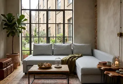 This sofa bed combines comfort and functionality.